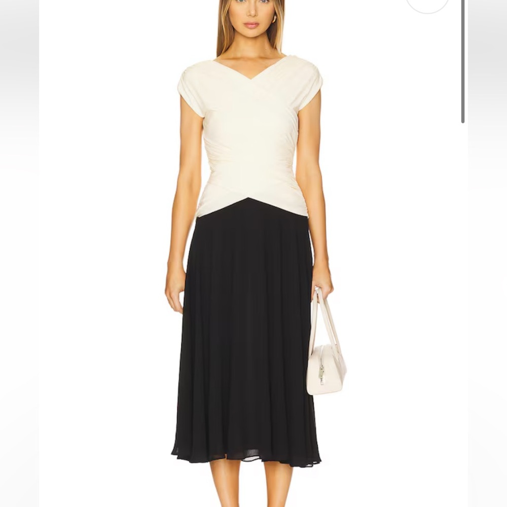L’Academie Mikah Midi Dress in Black & Ivory - Picture 2 of 3